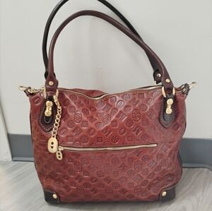 Marino Orlandi Italian Leather  Embossed Logo Large Tote